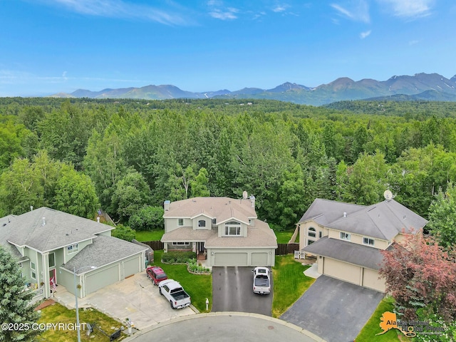 3931 Moonstar Cir, Anchorage, AK 99516 - aerial view of a heavily wooded area and mountains