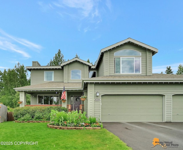 3931 Moonstar Cir, Anchorage, AK 99516 - view of front facade with asphalt driveway, a garage, and roof with shingles