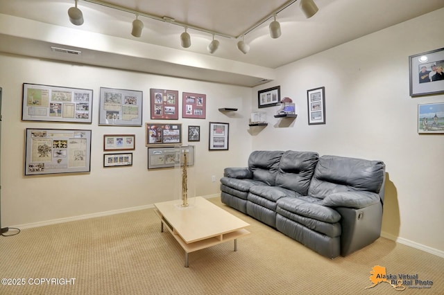 3931 Moonstar Cir, Anchorage, AK 99516 - living area with rail lighting and carpet floors
