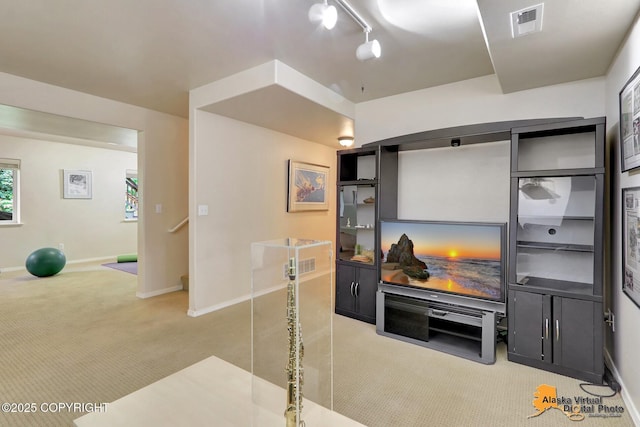 3931 Moonstar Cir, Anchorage, AK 99516 - living room with carpet floors and rail lighting