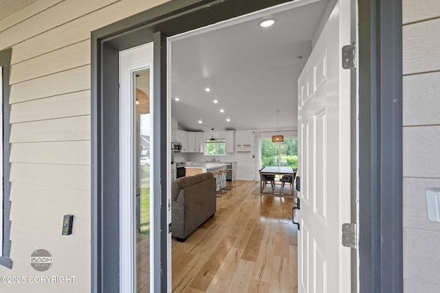 1460 E Esty Dr, Palmer, AK 99645 - hall with light wood-type flooring and recessed lighting