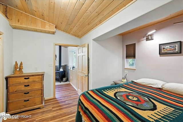 18095 Langille Rd, Cooper Landing, AK 99572 - bedroom featuring wood finished floors, wood ceiling, and lofted ceiling
