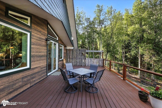 18095 Langille Rd, Cooper Landing, AK 99572 - wooden terrace with outdoor dining space