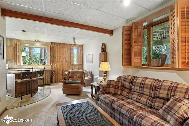 311 Alpine Meadows Ave, Girdwood, AK 99587 - carpeted living room with beamed ceiling