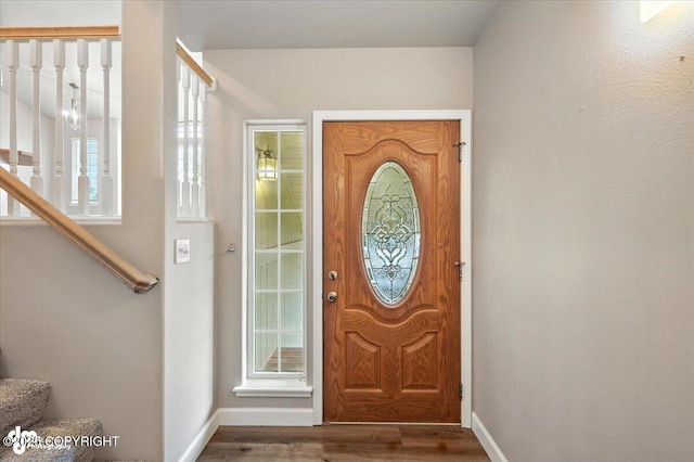 5612 E Beaver Ave, Wasilla, AK 99654 - foyer entrance featuring wood finished floors and stairs