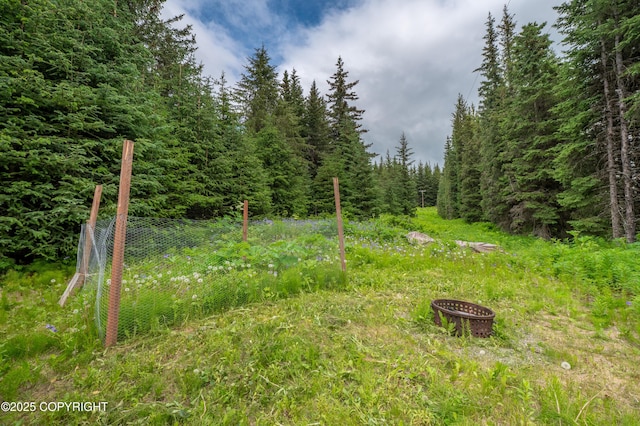40996 Woodman Ln, Homer, AK 99603 - view of yard featuring a wooded view and a fire pit
