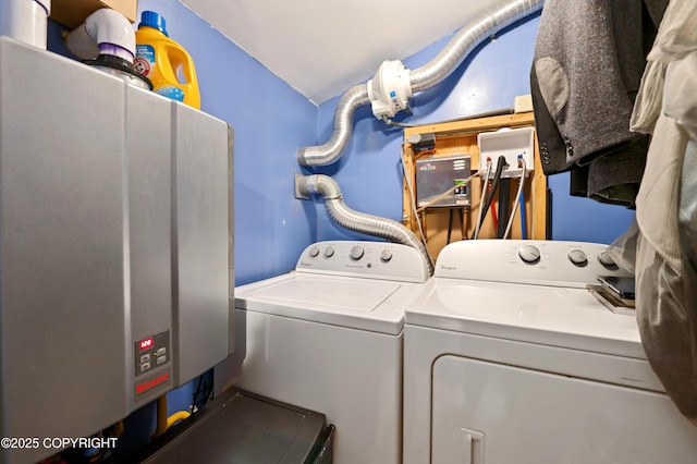 40996 Woodman Ln, Homer, AK 99603 - laundry room with washing machine and clothes dryer and tankless water heater