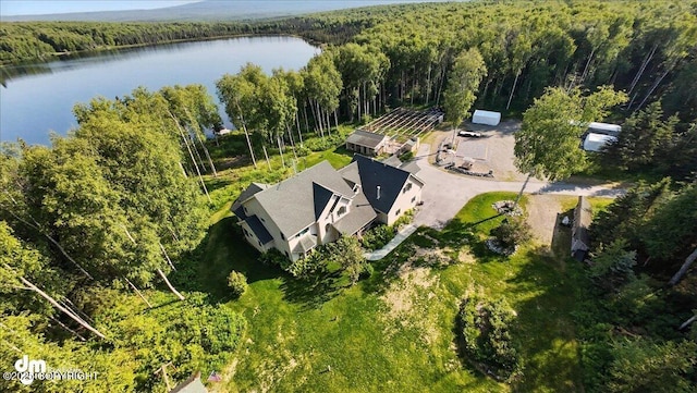 9803 W King Arthur Dr, Wasilla, AK 99623 - view from above of property featuring a heavily wooded area and a nearby body of water