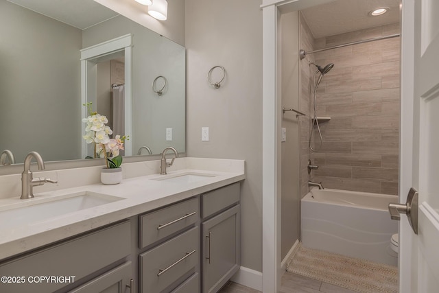 5062 E Calf Cir, Wasilla, AK 99654 - bathroom featuring double vanity and shower / washtub combination