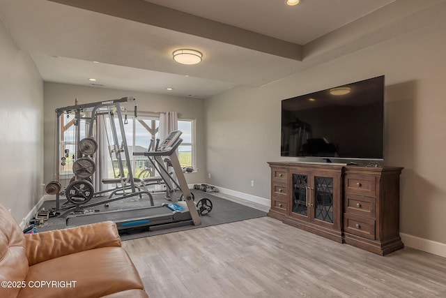 5062 E Calf Cir, Wasilla, AK 99654 - workout area with recessed lighting and wood finished floors