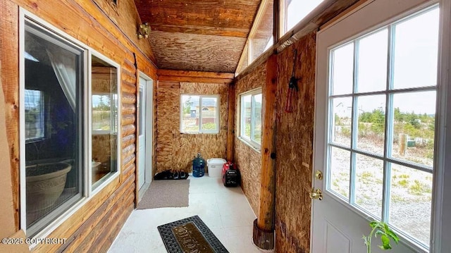 68021 Jolly Ave, Anchor Point, AK 99556 - unfurnished sunroom featuring rustic walls