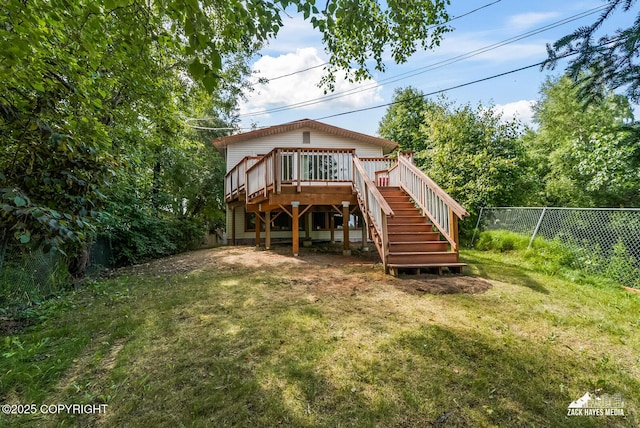 1521 Cache Dr, Anchorage, AK 99507 - back of property featuring stairs and a wooden deck