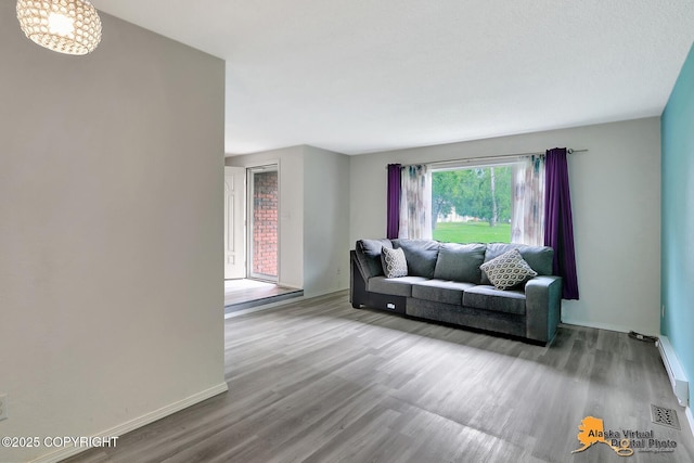 3265 Montclair Ct # 17E, Anchorage, AK 99503 - living area with wood finished floors and a baseboard radiator