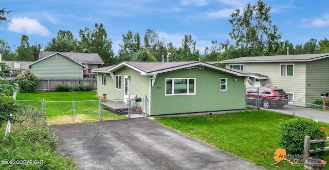 3306 E 19th Ct, Anchorage, AK 99508 - view of front of property with a gate, stucco siding, and a fenced backyard