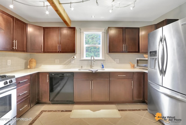 3306 E 19th Ct, Anchorage, AK 99508 - kitchen featuring dishwasher, stainless steel fridge with ice dispenser, gas stove, and light countertops