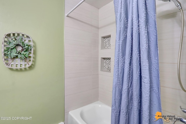 3306 E 19th Ct, Anchorage, AK 99508 - bathroom with shower / bath combo with shower curtain