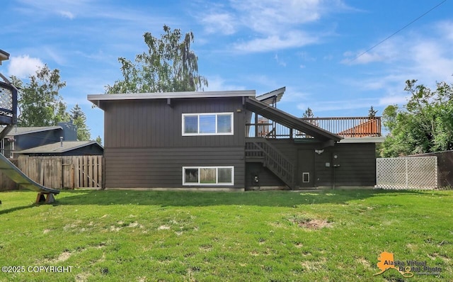 1915 Stanford Dr, Anchorage, AK 99508 - back of house with stairs and a deck