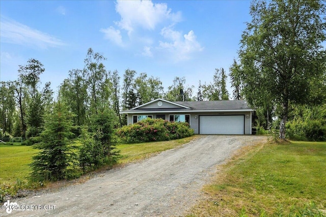 46640 Jo Ave, Kenai, AK 99611 - single story home with dirt driveway, a garage, and a front yard