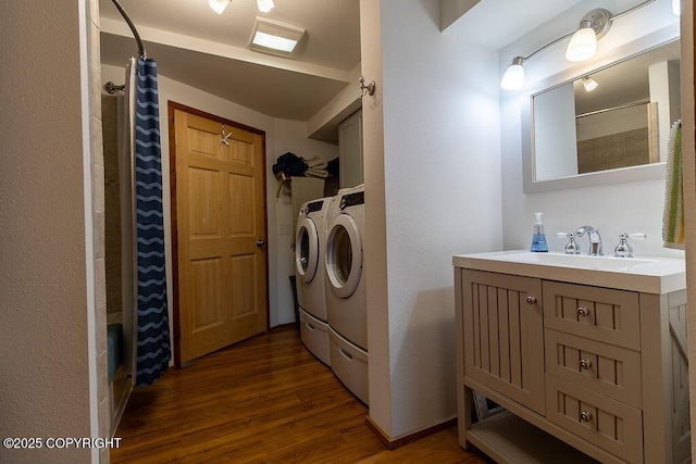 2415 Afognak Ave, Seward, AK 99664 - washroom with independent washer and dryer and dark wood-style floors