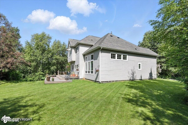 2436 N Hope Cir, Palmer, AK 99645 - back of house featuring a deck, a lawn, and a shingled roof