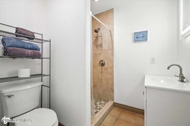 2436 N Hope Cir, Palmer, AK 99645 - full bath with vanity, tiled shower, and tile patterned floors