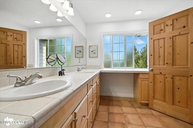 2436 N Hope Cir, Palmer, AK 99645 - full bath featuring double vanity, tile patterned floors, and recessed lighting