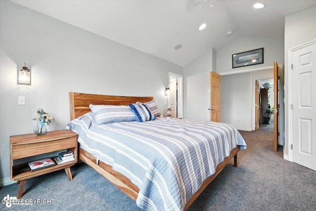 2436 N Hope Cir, Palmer, AK 99645 - bedroom featuring vaulted ceiling, carpet floors, and recessed lighting