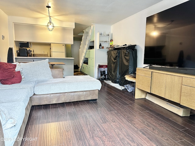2703 David St, Juneau, AK 99801 - living area with dark wood-style floors and stairway