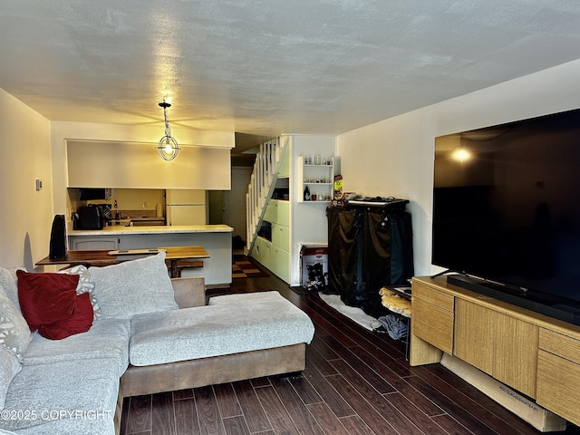 2703 David St, Juneau, AK 99801 - living room with stairs and dark wood-style flooring
