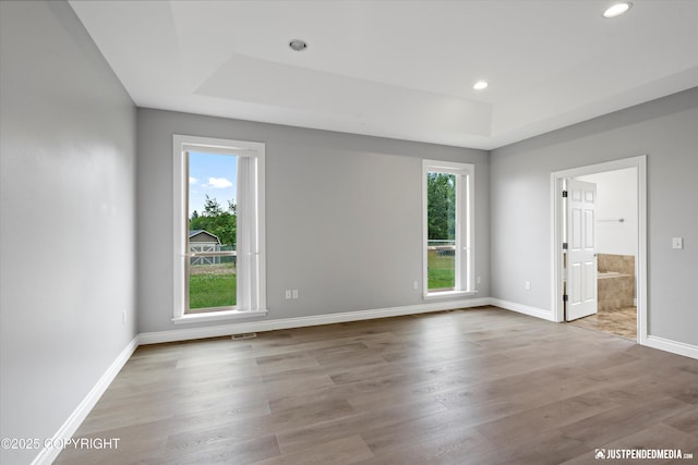 3827 E Country Field Cir, Wasilla, AK 99654 - unfurnished room featuring a raised ceiling, wood finished floors, and recessed lighting