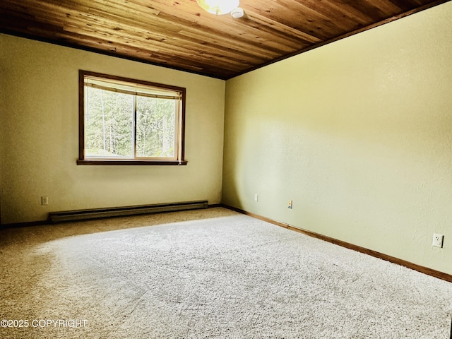 9238 Emily Way, Juneau, AK 99801 - carpeted spare room with baseboard heating and wooden ceiling