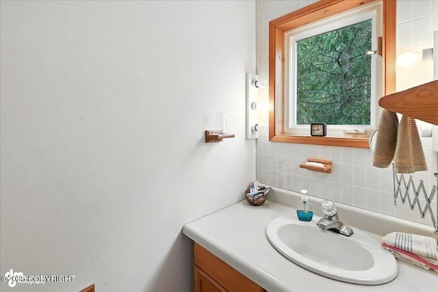 63735 Caribou Ln, Hope, AK 99605 - bathroom featuring vanity and backsplash