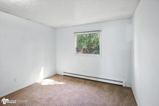 18723 N Lowrie Loop, Eagle River, AK 99577 - spare room featuring a baseboard radiator, carpet, and a textured ceiling
