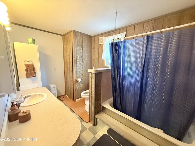 24220 Sterling Hwy, Ninilchik, AK 99639 - full bath featuring tile patterned floors, shower / tub combo with curtain, and vanity