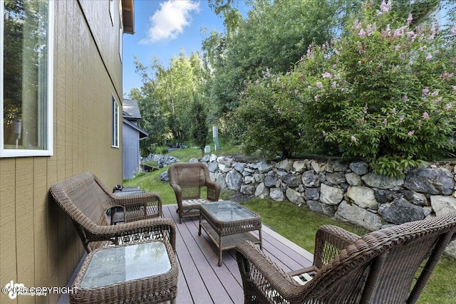 1677 Circlewood Dr, Anchorage, AK 99516 - wooden deck with outdoor lounge area