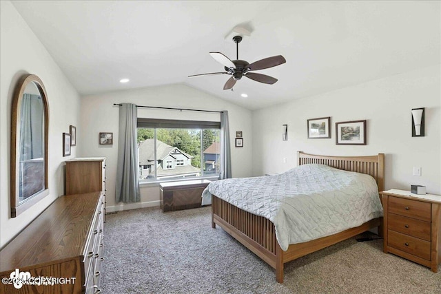 1677 Circlewood Dr, Anchorage, AK 99516 - bedroom with lofted ceiling, light colored carpet, and ceiling fan