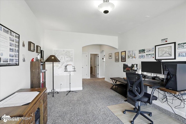 1677 Circlewood Dr, Anchorage, AK 99516 - office with arched walkways and carpet floors