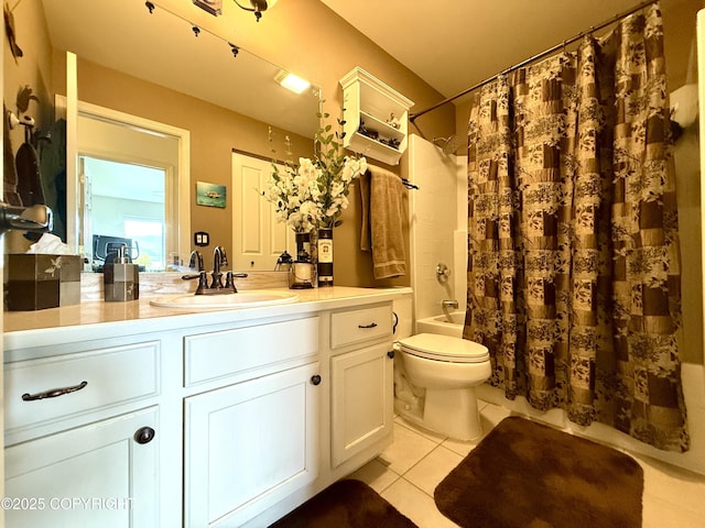 3920 Red Talon Dr, Anchorage, AK 99507 - bathroom with vanity, tile patterned floors, and shower / bath combo