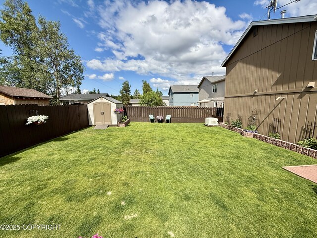 3920 Red Talon Dr, Anchorage, AK 99507 - fenced backyard featuring a storage shed