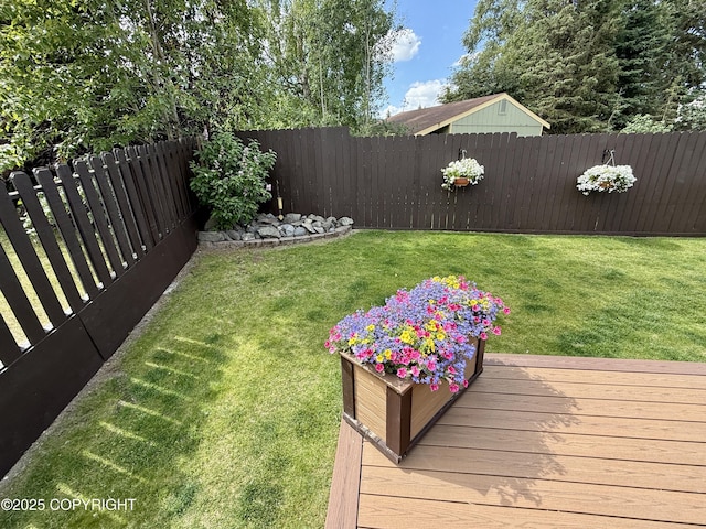 3920 Red Talon Dr, Anchorage, AK 99507 - fenced backyard featuring a deck