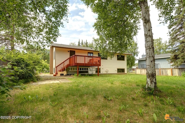 3223 Madison Way, Anchorage, AK 99508 - back of house with a wooden deck and stairs