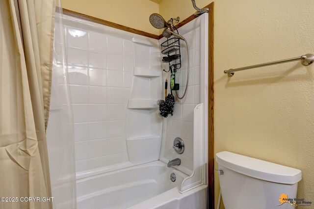 3223 Madison Way, Anchorage, AK 99508 - full bath featuring shower / tub combo with curtain and a textured wall