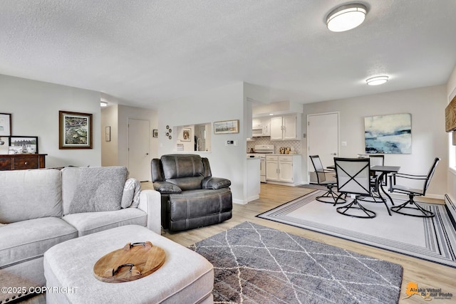 4800 Carousel Cir, Anchorage, AK 99502 - living room featuring light wood-type flooring and a textured ceiling