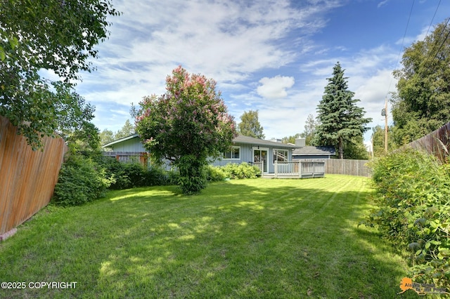 4800 Carousel Cir, Anchorage, AK 99502 - fenced backyard featuring a deck