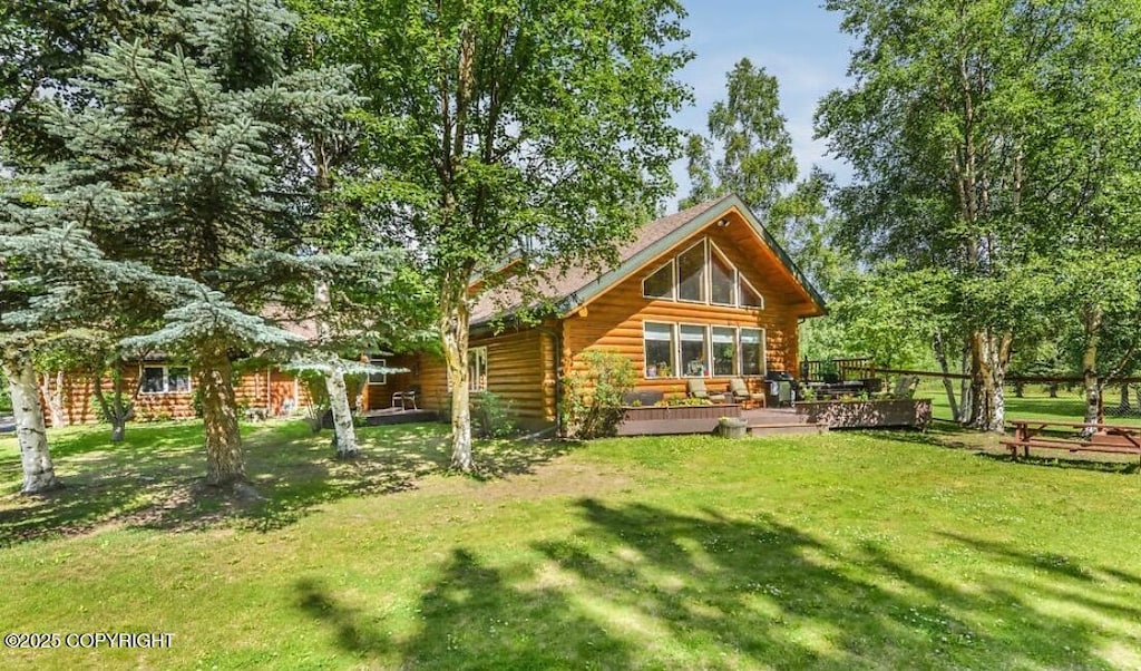 721 N Natasha Rd, Palmer, AK 99645 - back of property featuring a yard and log siding