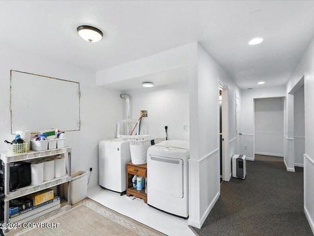 72155 Shannon Rd, Anchor Point, AK 99556 - washroom with washer and clothes dryer and recessed lighting