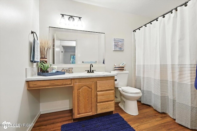 3291 N Edgewater Dr, Wasilla, AK 99623 - full bathroom with wood finished floors, vanity, and curtained shower
