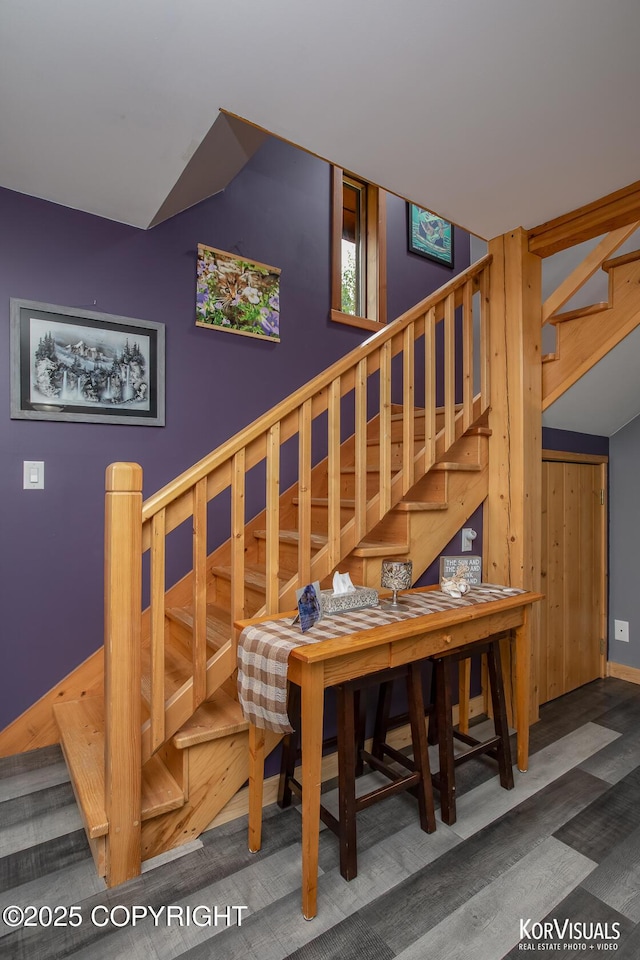 14327 E Birch Cir, Talkeetna, AK 99676 - staircase featuring wood finished floors