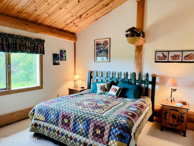 28180 Coastal Vista Cir, Anchor Point, AK 99556 - bedroom with carpet and a wooden ceiling with exposed beams