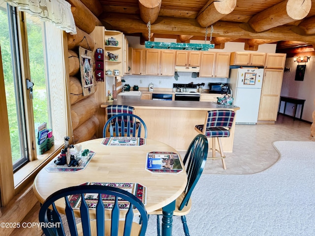 28180 Coastal Vista Cir, Anchor Point, AK 99556 - dining space featuring a wooden ceiling with exposed beams